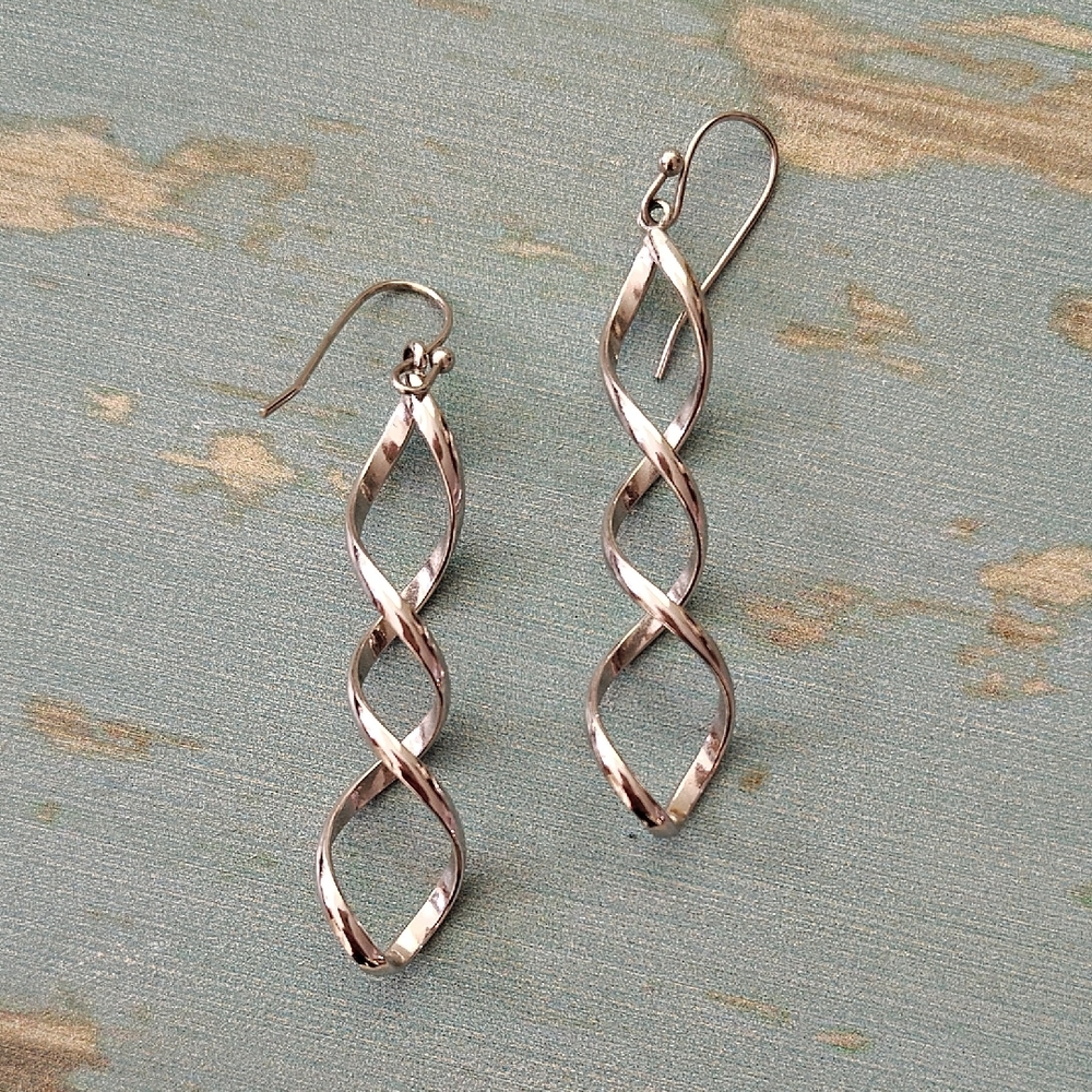 Elegant Silver Twisted Earrings